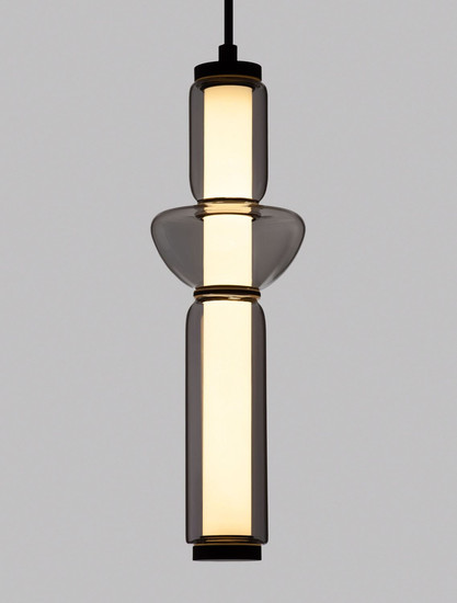 Nova Luce LED Pendelleuchte Ulon dimmbar 13W warmweiss 3000K Rauchgrau Schwarz Glas Metall Ø12cm 9009180