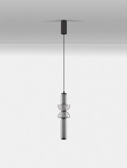 Nova Luce LED Pendelleuchte Ulon dimmbar 15W warmweiss 3000K Rauchgrau Schwarz Glas Metall 71-260cm Ø12cm 9009181