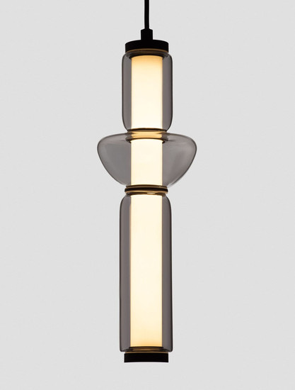 Nova Luce LED Pendelleuchte Ulon dimmbar 15W warmweiss 3000K Rauchgrau Schwarz Glas Metall 71-260cm Ø12cm 9009181