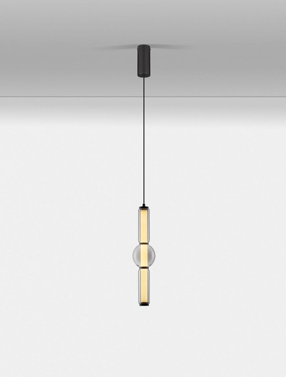 Nova Luce LED Pendelleuchte Ulon dimmbar 15W warmweiss 3000K Rauchgrau Schwarz Glas Metall 80-270cm Ø12cm 9009182
