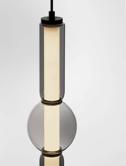 Nova Luce LED Pendelleuchte Ulon dimmbar 15W warmweiss 3000K Rauchgrau Schwarz Glas Metall 80-270cm Ø12cm 9009182