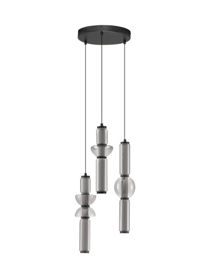 Nova Luce LED Pendelleuchte Ulon dimmbar 37W warmweiss 3000K Rauchgrau Schwarz Glas Metall Ø38cm 9009183
