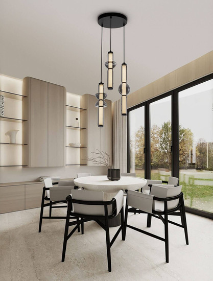 Nova Luce LED Pendelleuchte Ulon dimmbar 37W warmweiss 3000K Rauchgrau Schwarz Glas Metall Ø38cm 9009183