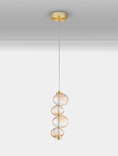 Nova Luce LED Pendelleuchte Leda dimmbar 15W warmweiss 3000K Bernstein Hellgold Glas Metall Ø16cm 9009184