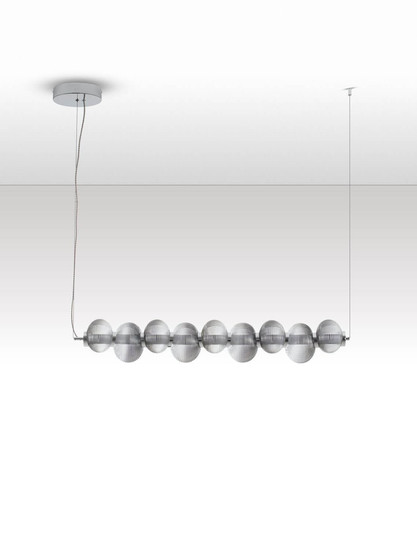 Nova Luce LED Pendelleuchte Leda dimmbar 30W warmweiss 3000K Rauchgrau Chrom Glas Metall 97x16cm 9009187