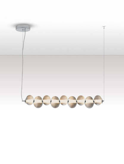 Nova Luce LED Pendelleuchte Leda dimmbar 30W warmweiss 3000K Rauchgrau Chrom Glas Metall 97x16cm 9009187