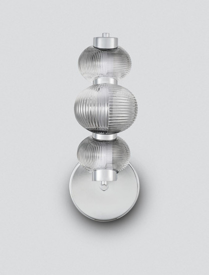 Nova Luce LED Wandleuchte Leda dimmbar 12W warmweiss 3000K Rauchgrau Chrom Glas Metall 42,5x22cm 9009189