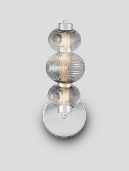 Nova Luce LED Wandleuchte Leda dimmbar 12W warmweiss 3000K Rauchgrau Chrom Glas Metall 42,5x22cm 9009189