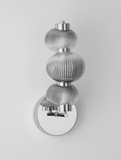 Nova Luce LED Wandleuchte Leda dimmbar 12W warmweiss 3000K Rauchgrau Chrom Glas Metall 42,5x22cm 9009189