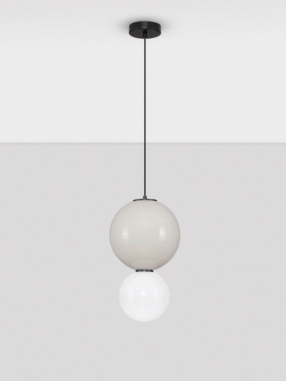 Nova Luce LED Pendelleuchte Noesis 7W warmweiss 3000K Hellgrau Schwarz Opal Glas Metall Ø25cm 9009190