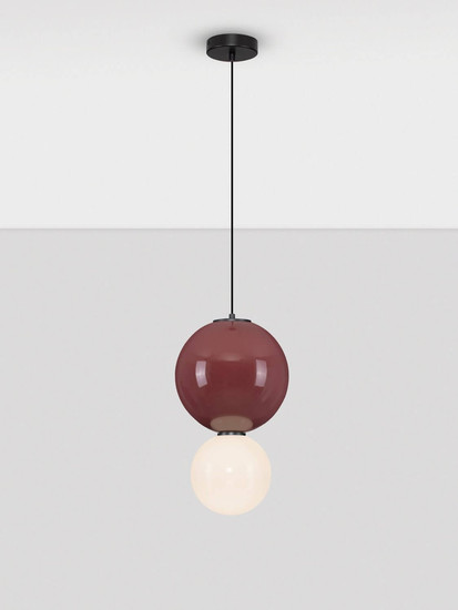 Nova Luce LED Pendelleuchte Noesis 7W warmweiss 3000K Bordeaux Schwarz Opal Glas Metall Ø25cm 9009191