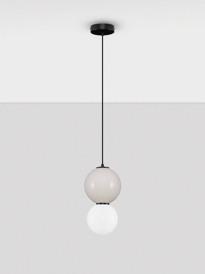 Nova Luce LED Pendelleuchte Noesis 6W warmweiss 3000K Hellgrau Schwarz Opal Glas Metall Ø18cm 9009194