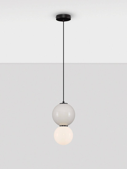 Nova Luce LED Pendelleuchte Noesis 6W warmweiss 3000K Hellgrau Schwarz Opal Glas Metall Ø18cm 9009194