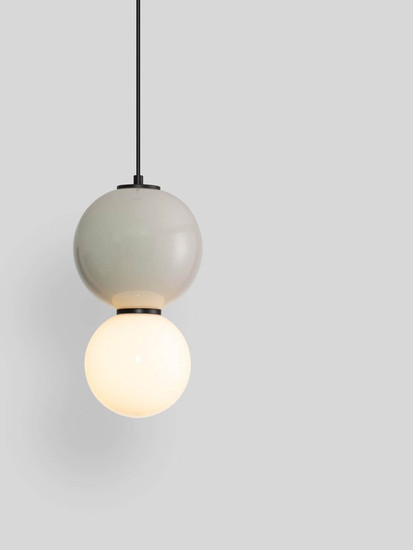 Nova Luce LED Pendelleuchte Noesis 6W warmweiss 3000K Hellgrau Schwarz Opal Glas Metall Ø18cm 9009194