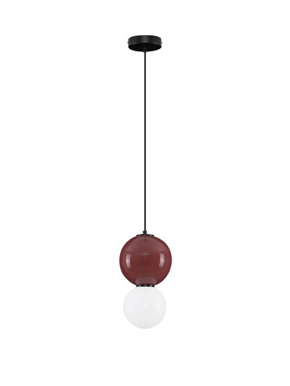 Nova Luce LED Pendelleuchte Noesis 6W warmweiss 3000K Bordeaux Schwarz Opal Glas Metall Ø18cm 9009195