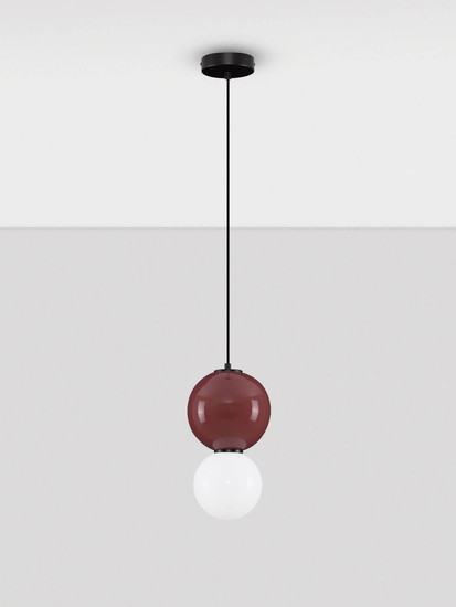 Nova Luce LED Pendelleuchte Noesis 6W warmweiss 3000K Bordeaux Schwarz Opal Glas Metall Ø18cm 9009195