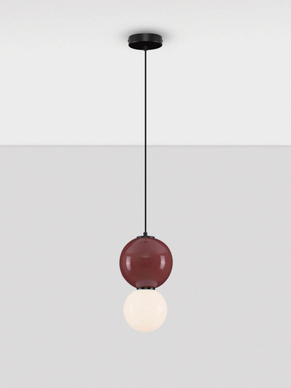 Nova Luce LED Pendelleuchte Noesis 6W warmweiss 3000K Bordeaux Schwarz Opal Glas Metall Ø18cm 9009195