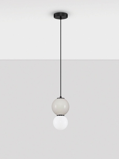 Nova Luce LED Pendelleuchte Noesis 4W warmweiss 3000K Hellgrau Schwarz Opal Glas Metall Ø15cm 9009198