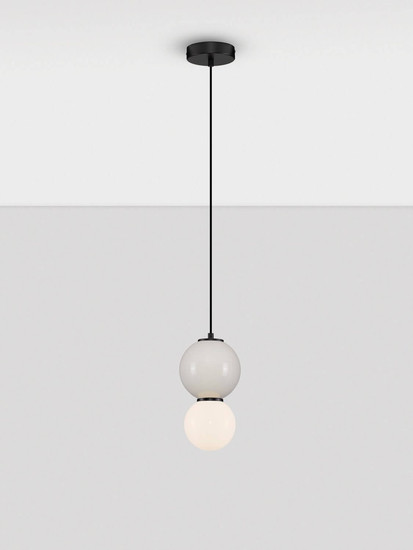 Nova Luce LED Pendelleuchte Noesis 4W warmweiss 3000K Hellgrau Schwarz Opal Glas Metall Ø15cm 9009198