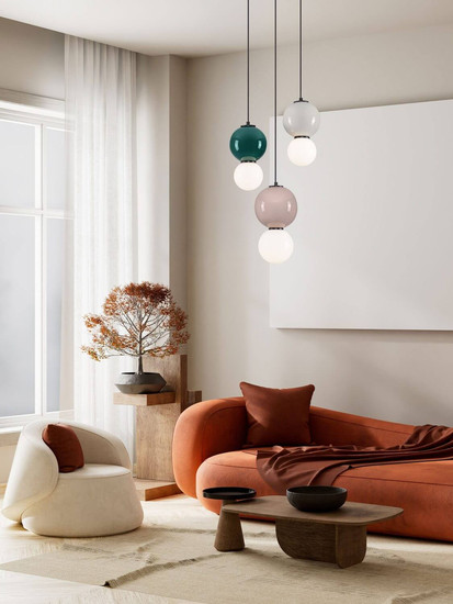 Nova Luce LED Pendelleuchte Noesis 14W warmweiss 3000K Mehrfarbig Glas Metall Ø30cm 9009202