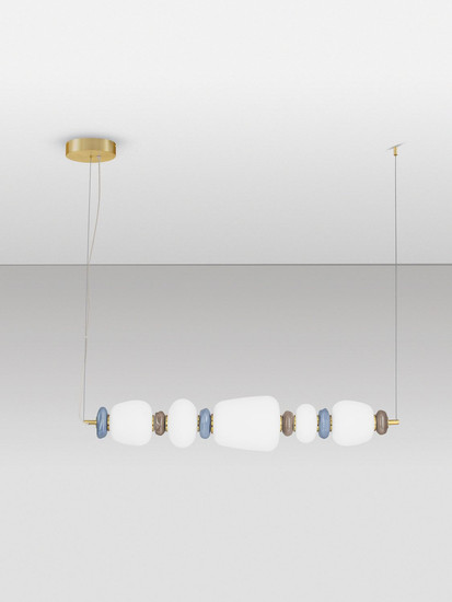 Nova Luce LED Pendelleuchte Palo dimmbar 28W warmweiss 3000K Mehrfarbig Glas Metall 96cm 9009203