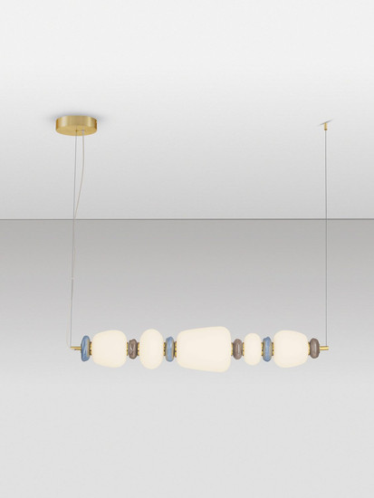 Nova Luce LED Pendelleuchte Palo dimmbar 28W warmweiss 3000K Mehrfarbig Glas Metall 96cm 9009203