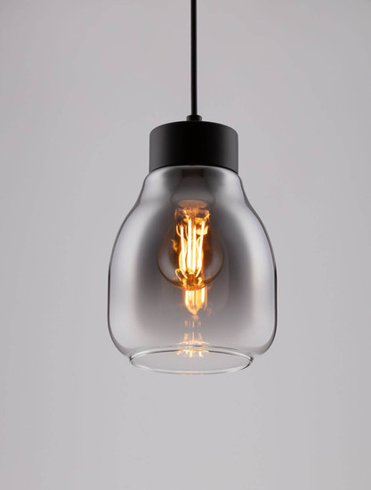 Nova Luce Pendelleuchte Blacu E27 Rauchgrau Schwarz Glas Metall Ø15cm 9009270