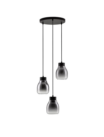 Nova Luce Pendelleuchte Blacu 3-flammig 3xE27 Rauchgrau Schwarz Glas Metall Ø32cm 9009271