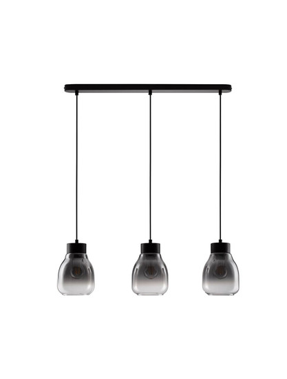 Nova Luce Pendelleuchte Blacu 3-flammig 3xE27 Rauchgrau Schwarz Glas Metall 75x15cm 9009272