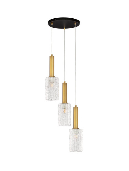 Nova Luce Pendelleuchte Certa 3-flammig 3xE27 Messinggold Schwarz Klar Glas Metall Ø30cm 9009274