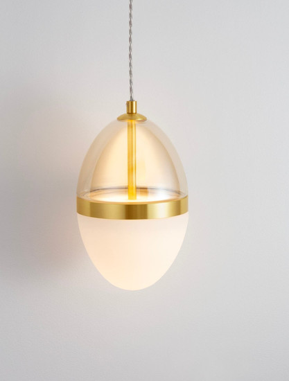Nova Luce LED Pendelleuchte Egna 20W warmweiss 3000K Cognac Gold Opal Glas Metall Ø15cm 9009278