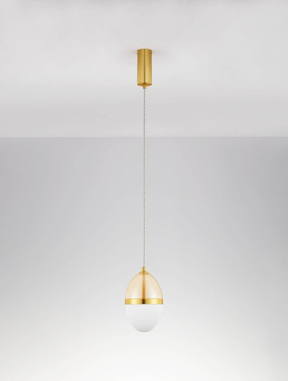 Nova Luce LED Pendelleuchte Egna 20W warmweiss 3000K Cognac Gold Opal Glas Metall Ø15cm 9009278