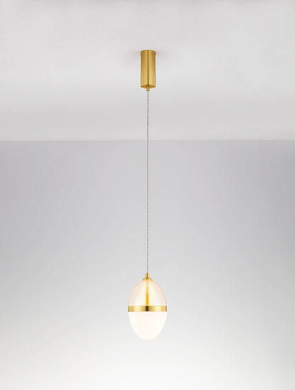 Nova Luce LED Pendelleuchte Egna 20W warmweiss 3000K Cognac Gold Opal Glas Metall Ø15cm 9009278