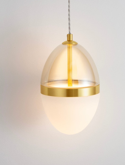 Nova Luce LED Pendelleuchte Egna 20W warmweiss 3000K Cognac Gold Opal Glas Metall Ø15cm 9009278