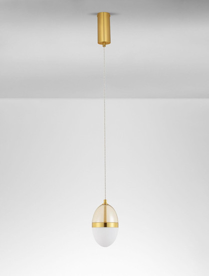 Nova Luce LED Pendelleuchte Egna 13W warmweiss 3000K Cognac Gold Opal Glas Metall Ø12cm 9009279