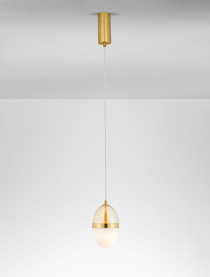 Nova Luce LED Pendelleuchte Egna 13W warmweiss 3000K Cognac Gold Opal Glas Metall Ø12cm 9009279