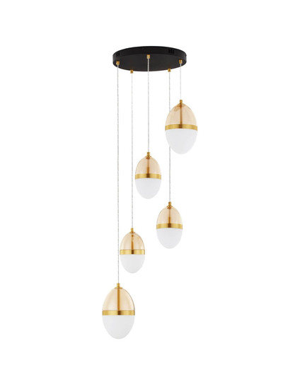 Nova Luce LED Pendelleuchte Egna 59W warmweiss 3000K Cognac Gold Opal Glas Metall Ø45cm 9009280