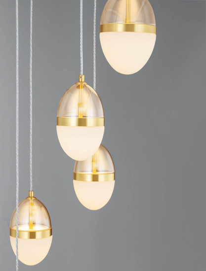 Nova Luce LED Pendelleuchte Egna 59W warmweiss 3000K Cognac Gold Opal Glas Metall Ø45cm 9009280