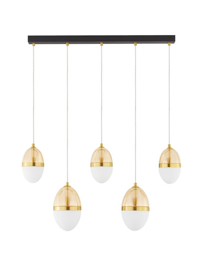 Nova Luce LED Pendelleuchte Egna 58W warmweiss 3000K Cognac Gold Opal Glas Metall 86x15cm 9009281