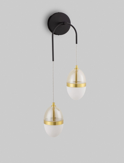 Nova Luce LED Wandleuchte Egna 24W warmweiss 3000K Cognac Gold Opal Glas Metall 76x27cm 9009283