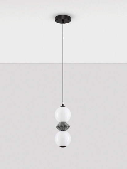 Nova Luce LED Pendelleuchte Pallina dimmbar 10W warmweiss 3000K Schwarz Opal Dunkelgrau Glas Metall Ø12cm 9009300