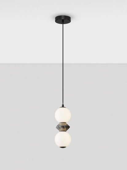 Nova Luce LED Pendelleuchte Pallina dimmbar 10W warmweiss 3000K Schwarz Opal Dunkelgrau Glas Metall Ø12cm 9009300