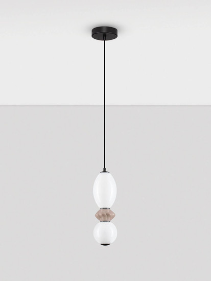 Nova Luce LED Pendelleuchte Pallina dimmbar 12W warmweiss 3000K Schwarz Opal Mokka Glas Metall Ø12cm 9009301