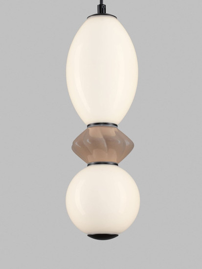 Nova Luce LED Pendelleuchte Pallina dimmbar 12W warmweiss 3000K Schwarz Opal Mokka Glas Metall Ø12cm 9009301