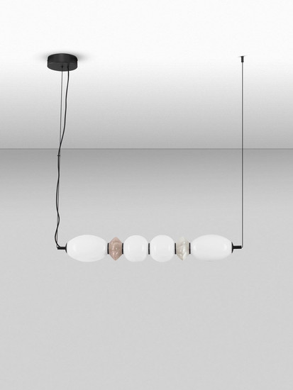 Nova Luce LED Pendelleuchte Pallina dimmbar 28W warmweiss 3000K Mehrfarbig Glas Metall Ø82cm 9009303