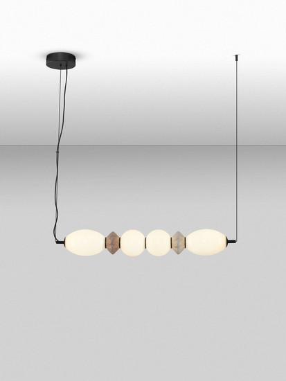 Nova Luce LED Pendelleuchte Pallina dimmbar 28W warmweiss 3000K Mehrfarbig Glas Metall Ø82cm 9009303