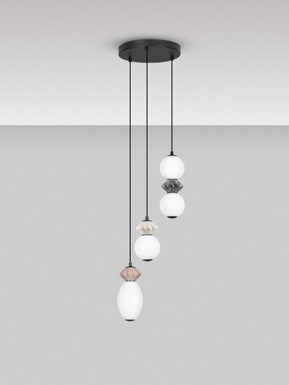 Nova Luce LED Pendelleuchte Pallina dimmbar 20W warmweiss 3000K Mehrfarbig Glas Metall Ø37cm 9009304