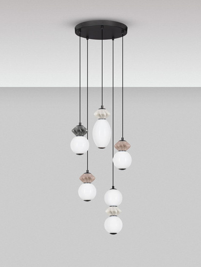 Nova Luce LED Pendelleuchte Pallina dimmbar 28W warmweiss 3000K Mehrfarbig Glas Metall Ø42cm 9009305