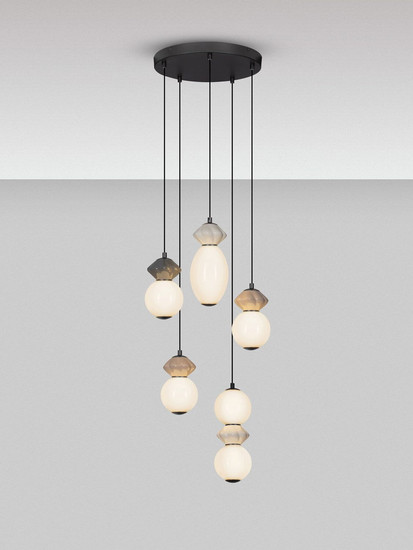 Nova Luce LED Pendelleuchte Pallina dimmbar 28W warmweiss 3000K Mehrfarbig Glas Metall Ø42cm 9009305