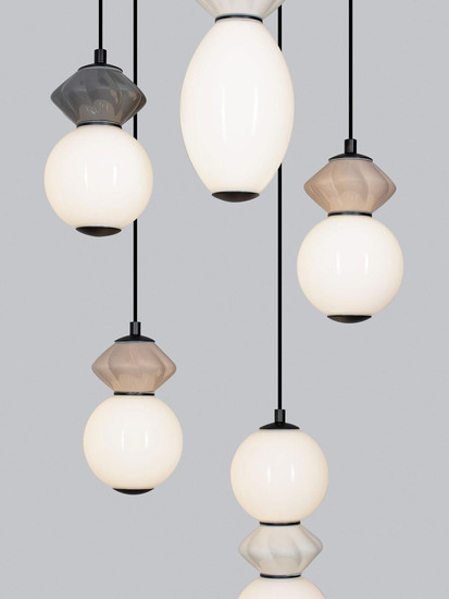 Nova Luce LED Pendelleuchte Pallina dimmbar 28W warmweiss 3000K Mehrfarbig Glas Metall Ø42cm 9009305